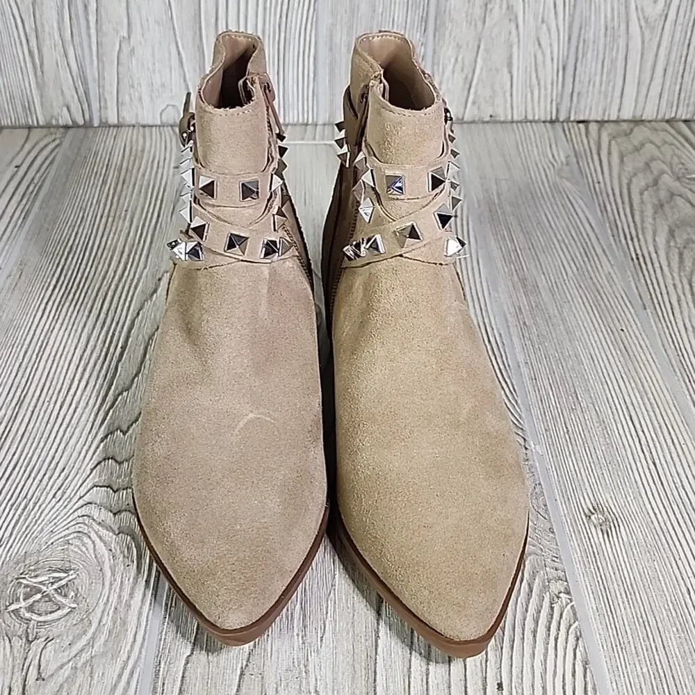 Steve Madden Besto Fashion Boot Tan Suede Leather Womens Size 5.5 NEW